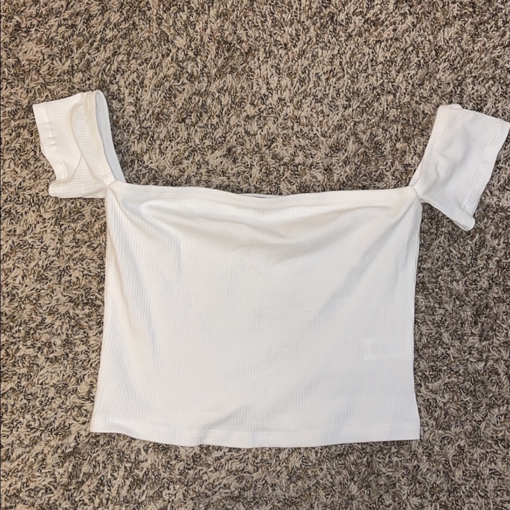 Fashion Nova White Off the Shoulder Crop Top